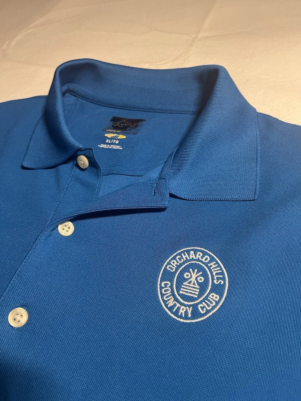 Greg Norman Play Dry Polo Shirt Mens XL Blue Orchard Hills Country Club Golf